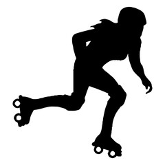 Roller skater speed skating silhouette