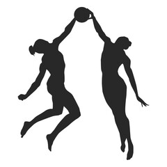 Volleyball blocking silhouette volleyball