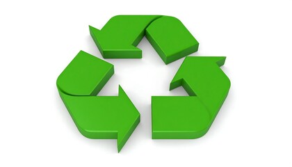 Obraz premium Green recycling symbol on white background