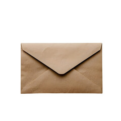 Brown kraft paper envelope isolated on transparent background