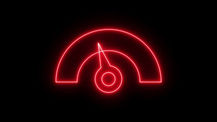 Digital symbols at the speedometer. Car mileage, measuring kilometers. Circle speed control.  neon Electric Car Speedometer icon isolated .Energy meter icon. Glowing speedometer display-max with alpha - Powered by Adobe
