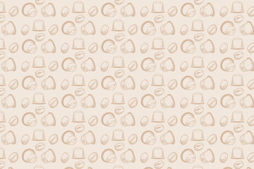 Fototapeta premium Coffee motif vector pattern. Coffee shop background with vintage line art. For cafe bar menus, posters, and graphic design.