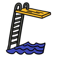 Fototapeta premium Swimming diving board ladder hand drawn
