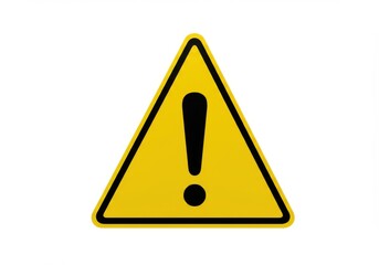 Yellow warning sign with exclamation mark isolated on transparent background