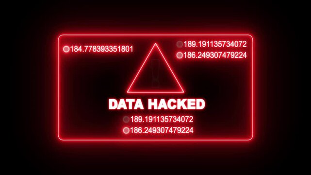 Data hacked.. security breach computer hacking warning message hacked alert ,hacked alert blackmailing virus countdown until deletion computer security, warning 4K video