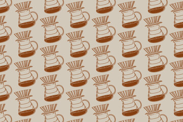 Vector pattern with a coffee motif. Coffee shop background with vintage line art. Ideal for cafe menus, posters, and graphic design.