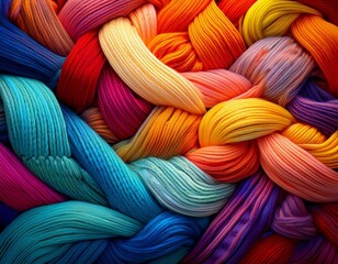 a dynamic flow of colorful knit textile patterns intermingling representing vibrancy and warmth perfect for showcasing modern design inspirations and joyful character in textiles