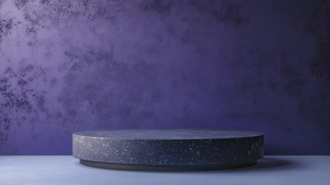 Product showcase on a granite platform against a deep purple textured wall for luxury branding and design presentation