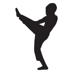 Karate person kicking silhouette