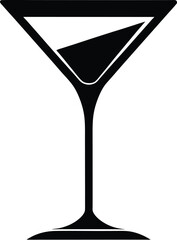 Martini glass silhouette, cocktail drink icon, line art vector, minimal bar graphic, elegant glassware design







