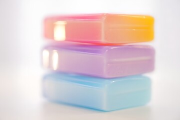 Abstract Still Life of Stacked Pastel Colored Rectangular Shapes Soft Focus Minimalist Aesthetic Playful and Modern Suitable for Backgrounds and Creative Projects High Key Lighting