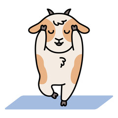 Goat yoga zen character cartoon