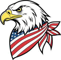 Obraz premium Patriotic Eagle and Flag T-Shirt Design. Perfect for: Independence Day, Veteran's Day, Memorial Day ,usa patriotic eagle vector illustration 
