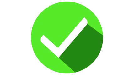 animated white check mark on green round circle for web apps logo website UI design