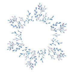 Frame of blue sea plants from watercolor illustrations 