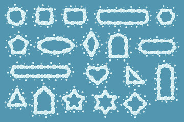 Blue line bubbles frame shapes set. Vector illustration.