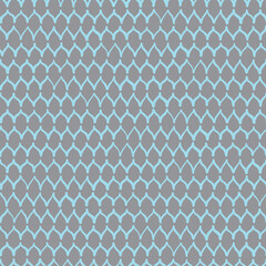 Doodle scales pattern repetition motif. Hand drawn honeycomb graphic illustration vector in gray and blue.