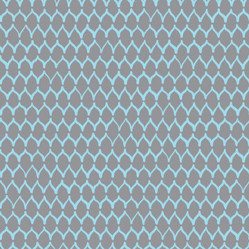 Doodle scales pattern repetition motif. Hand drawn honeycomb graphic illustration vector in gray and blue.