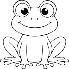 Smiling frog outline for coloring book