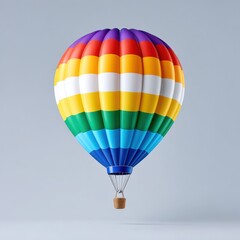 Naklejka premium Rainbow hot air balloon illustration isolated on gray background