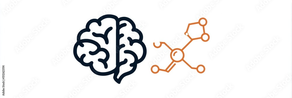 Aufkleber caffeine molecule representation alongside brain symbol illustrating cognitive effects in a clean de