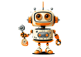 Adorable Cartoon Robot Illustration  Friendly AI Character Design for Kids, Websites, and Apps