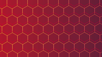 seamless hexagon pattern on red background