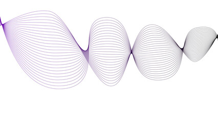 Vector curvy abstract line art wavy flowing dynamic green pink purple yellow black in concept music or sound, wave, wind, information flow	