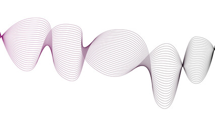 Vector curvy abstract line art wavy flowing dynamic green pink purple yellow black in concept music or sound, wave, wind, information flow	