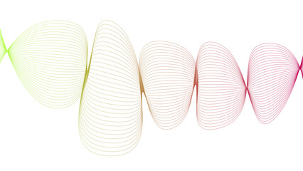 Vector curvy abstract line art wavy flowing dynamic green pink purple yellow black in concept music or sound, wave, wind, information flow	