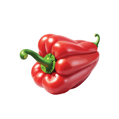 a whole red bell pepper with visible stem and smooth shiny surface