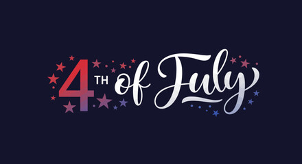 Creative and festive 4th of July typography with stars and patriotic theme in dark background