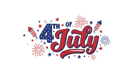 Creative fourth of july typography with fireworks and patriotic elements celebrating independence day