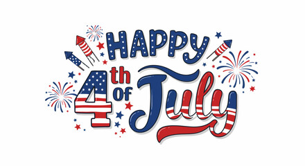 Festive Fourth of July Celebration Graphic with Fireworks and Patriotic Design