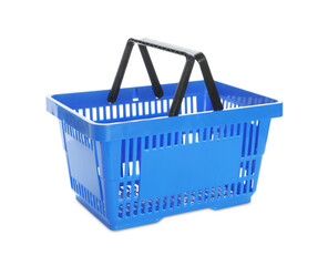 One blue shopping basket isolated on white
