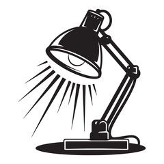 Silhouette desk lamp black color, Elegant Desk Lamp Illustration in Black and White Minimalist Design Home Decor Silhouette