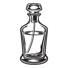 Elegant Perfume Bottle Illustration in Black and White Classic Fragrance Container Detailed Silhouette