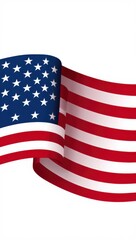 Waving american flag isolated on white background