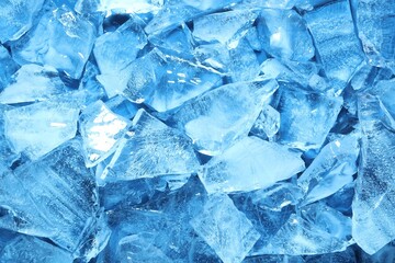 Cubes of clear ice as background, closeup