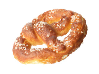Tasty pretzel with salt isolated on white