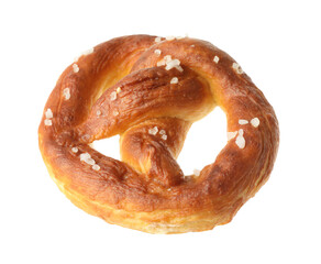 Tasty pretzel with salt isolated on white