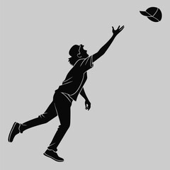 a person trying to catch something silhouette vector design art and illustration