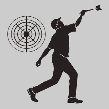 recommend clip art: a person throwing a dart silhouette vector design art and illustration