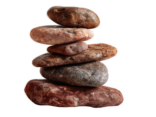 Stacked stones symbolize peace and meditation, cut out transparent