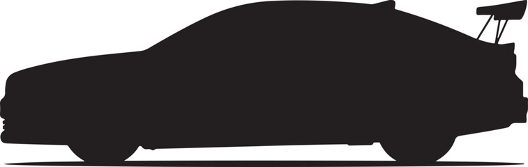 Fototapeta premium Black Silhouette of a Sporty Car with Spoiler