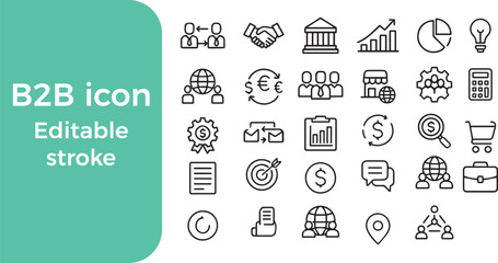 “Professional B2B Business Icons – Corporate, Partnership & Networking”