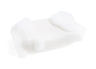 Soap bar with foam isolated on white
