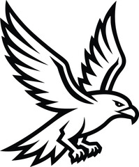  Title (passage format, comma-separated):
Eagle flying silhouette, bird in flight vector, soaring eagle icon, wildlife symbol graphic, minimal black design
