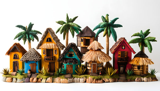 handmade crafts n artisanal creations reflecting garifuna heritage isolated on clear white background highly detailed