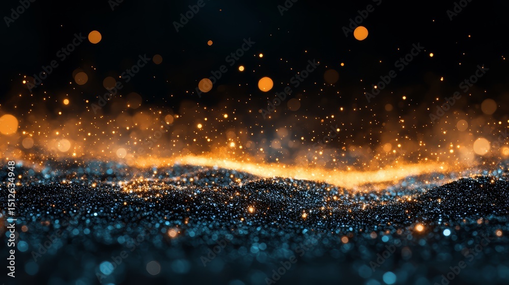 Aufkleber Black and orange background with a lot of sparkles. The sparkles are scattered all over the background, creating a sense of movement and energy